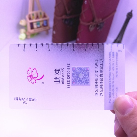 Translucent Cards Extra White Ink with QR Code Special Size 90*51mm