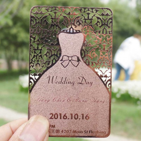 Rose Gold Metal Invitation Wedding Card Template Purpose 