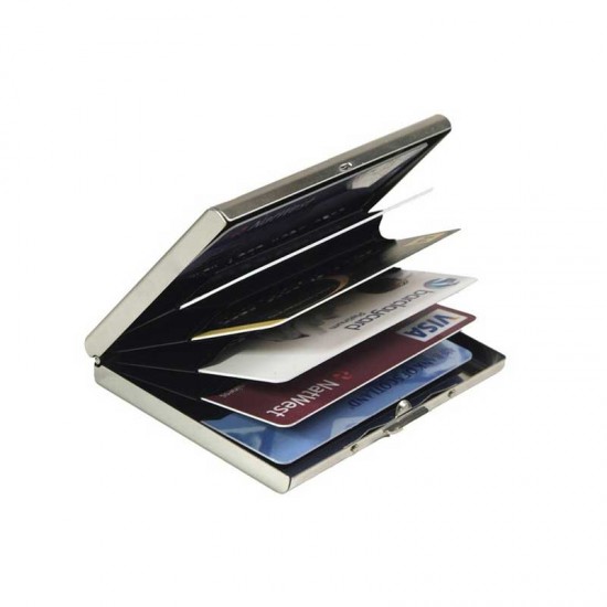Brushed Steel Metal Credit Card Holder for RFID Blocking Protection